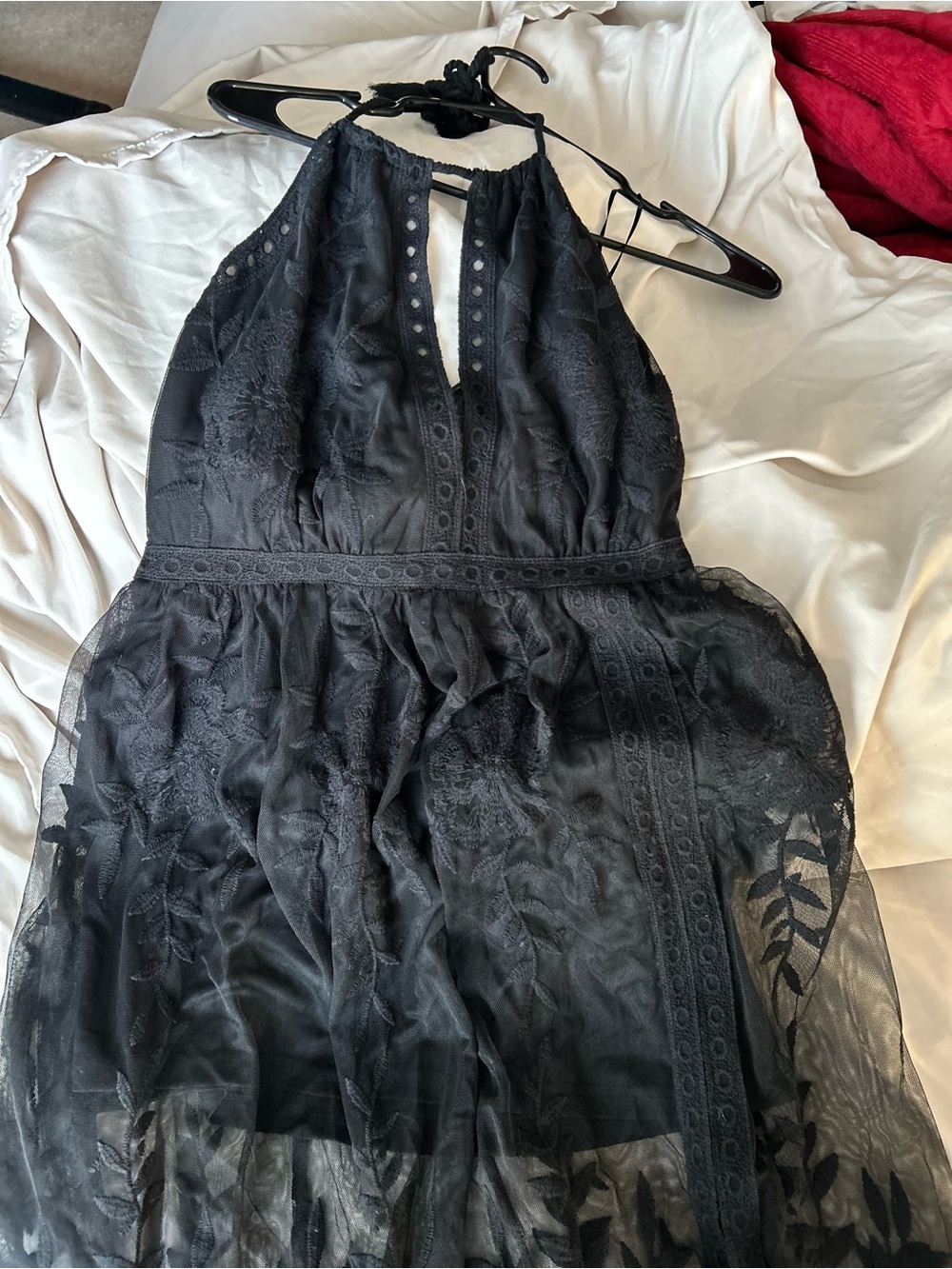 Black Lace Halter Dress